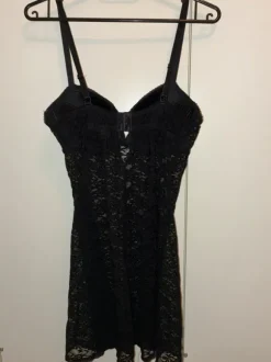 Black lace see through mini slip dress