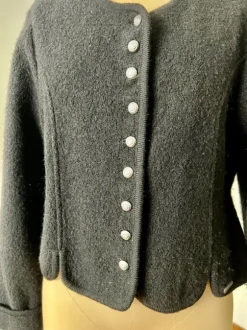 Black Wool Jacket - Button Front Cottagecore Bavarian Cardigan