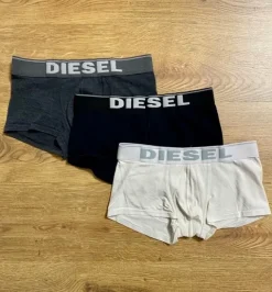 Bokserki męski Diesel S | 3 pack, białe, czarne, szare, z logo