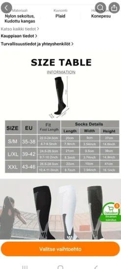 Kompressiosukat L/XL koko unisex