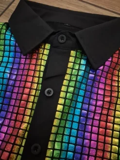 Koszula strój disco multikolor lata 80 90 PRL połysk L