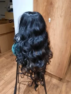Nowa peruka na bal przebierańców czarne długie włosy roz. uniwersalny