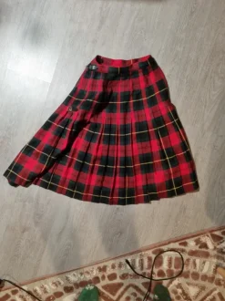 Plated midi skirt, Scottish checkered/ tartan pattern
