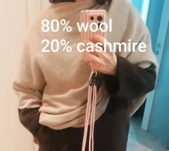 Ponczo peleryna szal beżowy wełniany z kaszmirem premium H&M trend edition