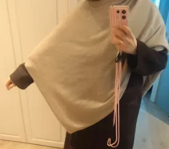 Ponczo peleryna szal beżowy wełniany z kaszmirem premium H&M trend edition