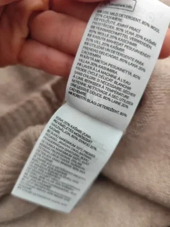 Ponczo peleryna szal beżowy wełniany z kaszmirem premium H&M trend edition