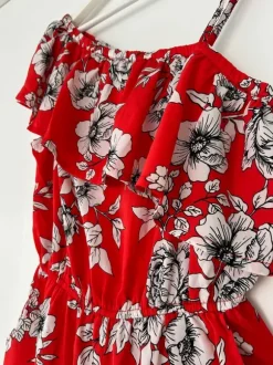 Punainen kukkakuvioitu shortsihaalari 38