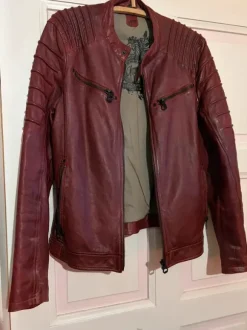 Red leather jacket vintage style but modern