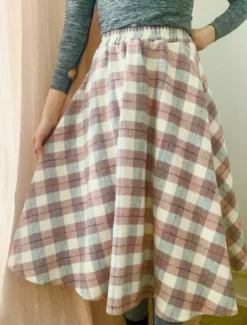 Ruudullinen midihame flanellia