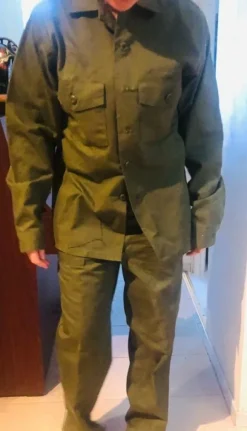 70s shirt field jacket green button up m