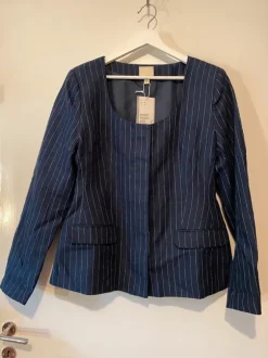 Tyylikäs H&M laivastonsininen pellavajakku koko 44, uusi