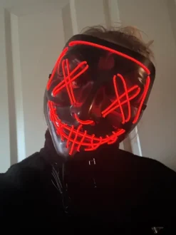 Uhyggelig maske med lys halloween fastelavn udklædning