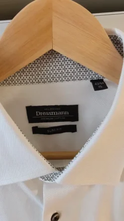 Valkoinen Dressmann Premium Kauluspaita XL 43/44