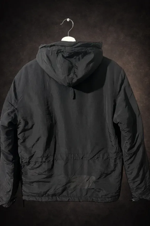 Vintage Napapijri Geographic Expedition Winter Jacket Black Hooded Anorak Y2K Size M