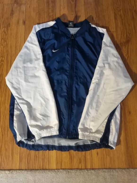 Vintage nike windbreaker size m blue and white