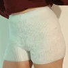 White fuzzy knit shorts
